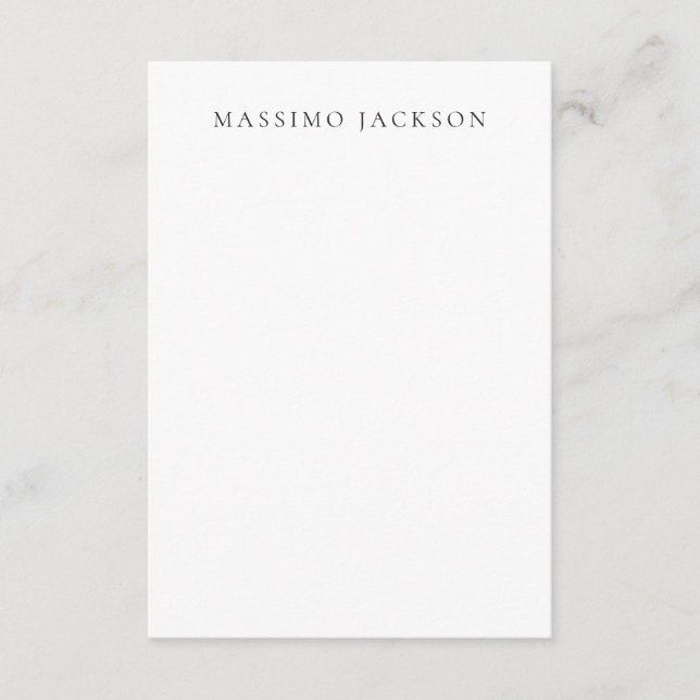 Own Name Calligraphy Chic Plain Simple Black White Enclosure Card (Front)