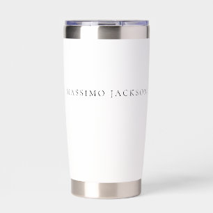 Own Name Calligraphy Chic Plain Simple Black White Insulated Tumbler