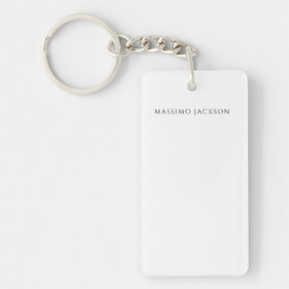 Own Name Calligraphy Chic Plain Simple Black White Keychain