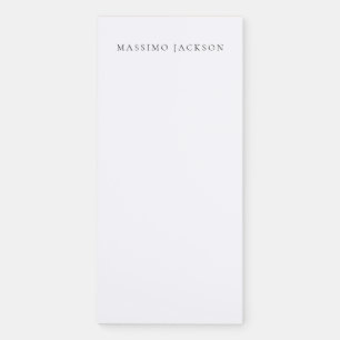 Own Name Calligraphy Chic Plain Simple Black White Magnetic Notepad
