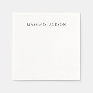 Own Name Calligraphy Chic Plain Simple Black White Napkins