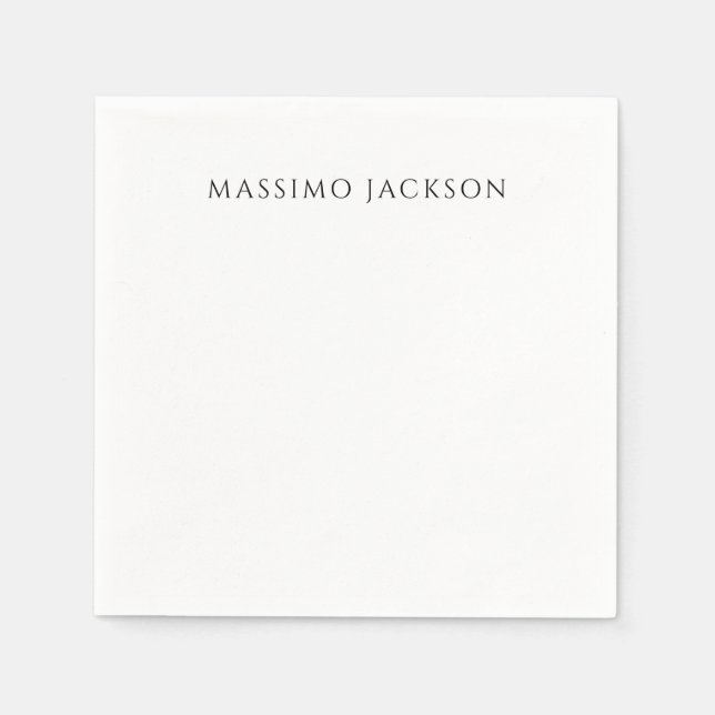 Own Name Calligraphy Chic Plain Simple Black White Napkins (Front)