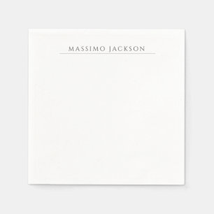 Own Name Calligraphy Chic Plain Simple Black White Napkins
