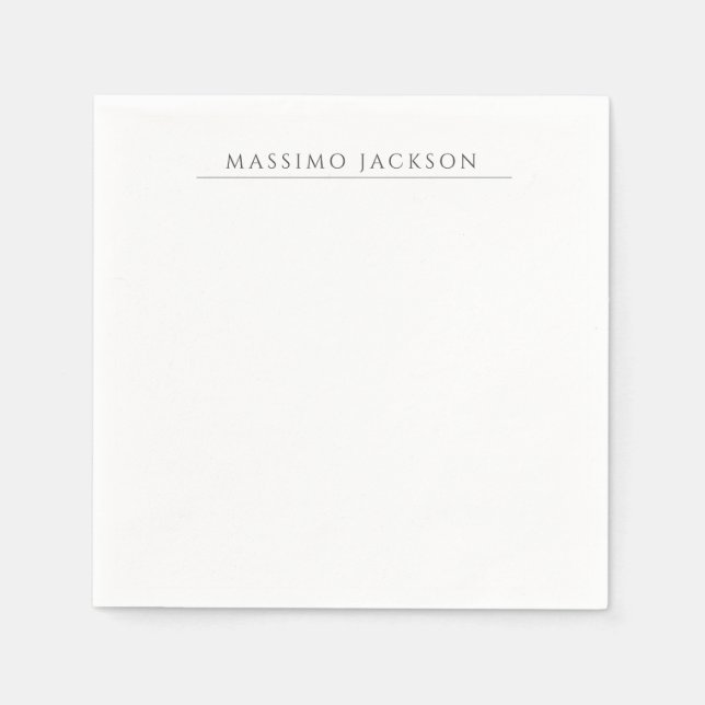 Own Name Calligraphy Chic Plain Simple Black White Napkins (Front)
