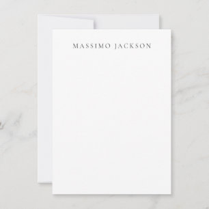 Own Name Calligraphy Chic Plain Simple Black White Note Card