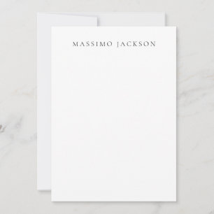 Own Name Calligraphy Chic Plain Simple Black White Note Card