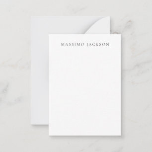 Own Name Calligraphy Chic Plain Simple Black White Note Card