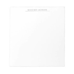 Own Name Calligraphy Chic Plain Simple Black White Notepad