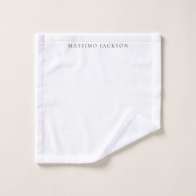 Own Name Calligraphy Chic Plain Simple Black White Wash Cloth (Wash Cloth)
