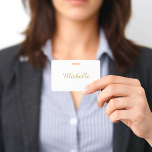 Own Name Creative Trendy Gold Color Script Badge