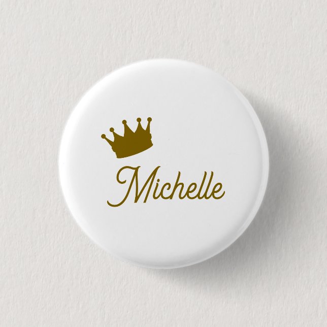Own Name Creative Trendy Gold Color Script Button (Front)
