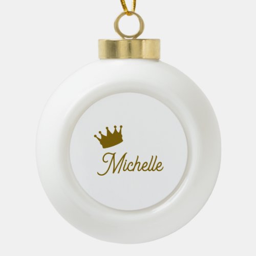Own Name Creative Trendy Gold Color Script Ceramic Ball Christmas Ornament