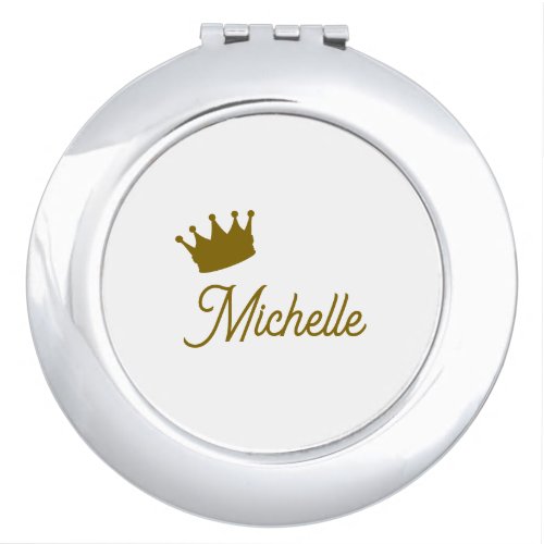 Own Name Creative Trendy Gold Color Script Compact Mirror