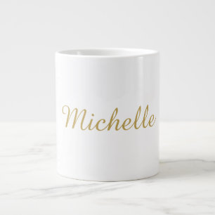 Own Name Creative Trendy Gold Color Script Giant Coffee Mug