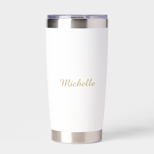 Own Name Creative Trendy Gold Color Script Insulated Tumbler