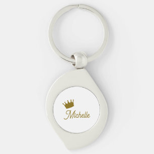 Own Name Creative Trendy Gold Color Script Keychain