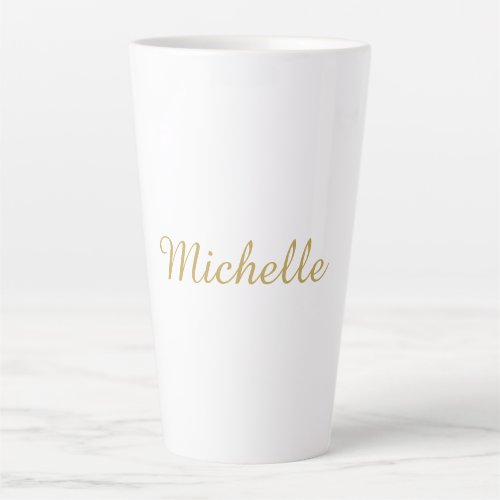 Own Name Creative Trendy Gold Color Script Latte Mug