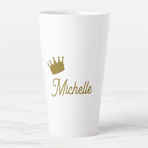 Own Name Creative Trendy Gold Color Script Latte Mug