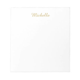 Own Name Creative Trendy Gold Color Script Notepad