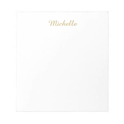 Own Name Creative Trendy Gold Color Script Notepad