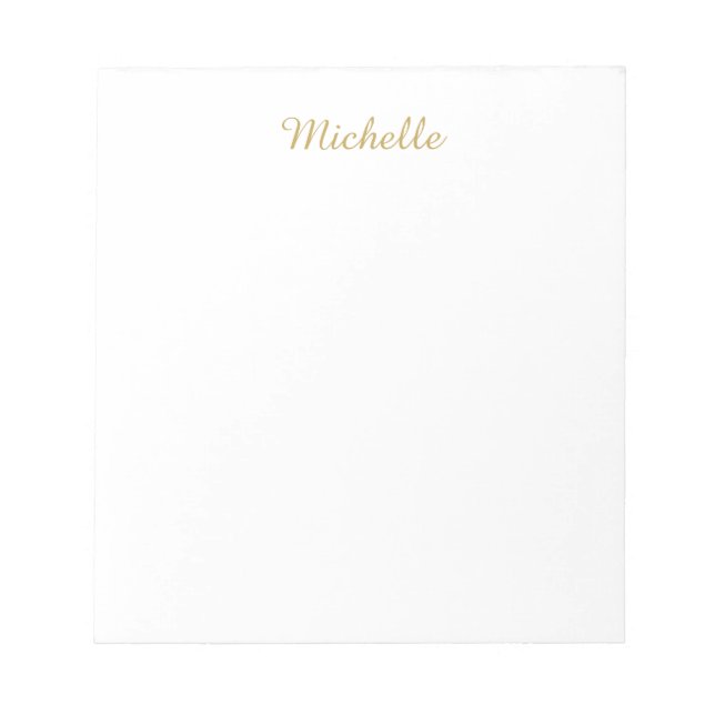 Own Name Creative Trendy Gold Color Script Notepad (Front)