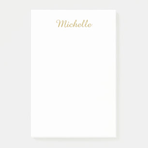 Own Name Creative Trendy Gold Color Script Post-it Notes