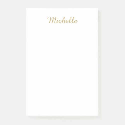 Own Name Creative Trendy Gold Color Script Post-it Notes