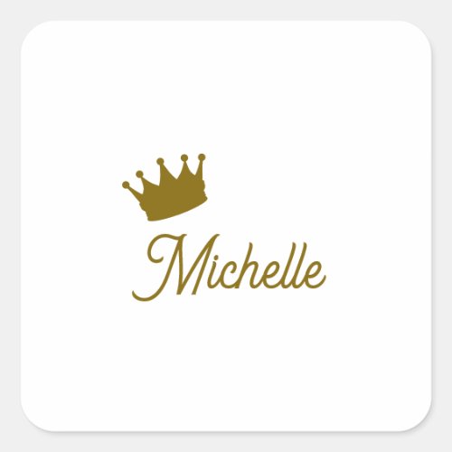 Own Name Creative Trendy Gold Color Script Square Sticker