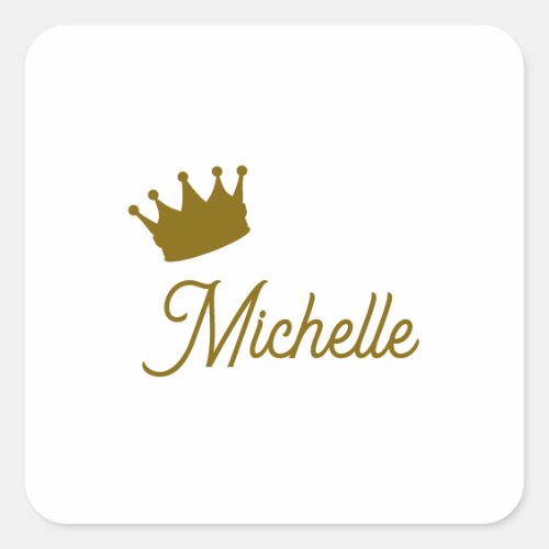 Own Name Creative Trendy Gold Color Script Square Sticker