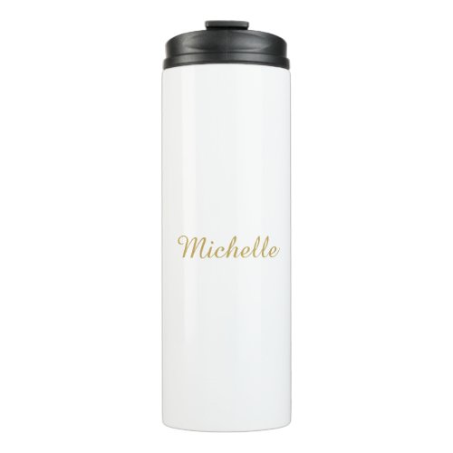 Own Name Creative Trendy Gold Color Script Thermal Tumbler
