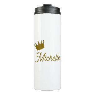 Own Name Creative Trendy Gold Color Script Thermal Tumbler