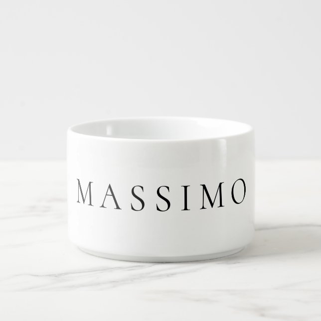 Own Name Decorative Chic Plain Simple Black White Bowl (Center)
