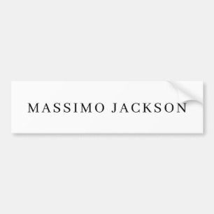 Own Name Decorative Chic Plain Simple Black White Bumper Sticker