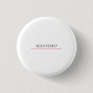 Own Name Decorative Chic Plain Simple Black White Button