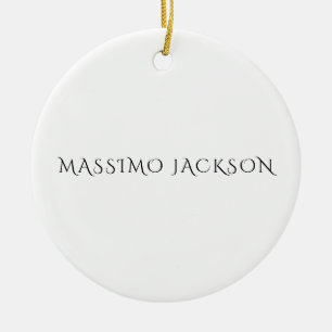 Own Name Decorative Chic Plain Simple Black White Ceramic Ornament