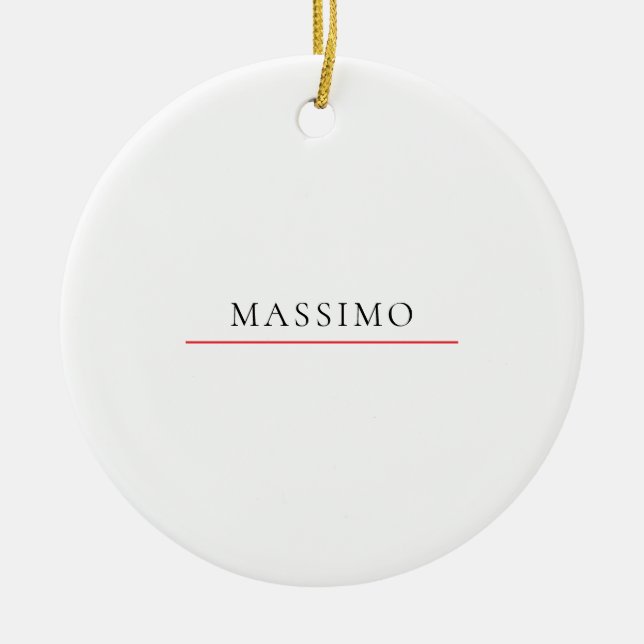 Own Name Decorative Chic Plain Simple Black White Ceramic Ornament (Front)