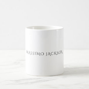 Own Name Decorative Chic Plain Simple Black White Coffee Mug