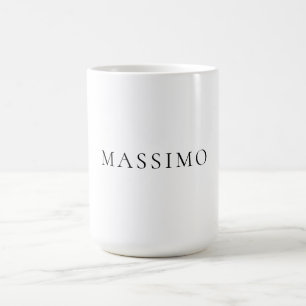 Own Name Decorative Chic Plain Simple Black White Coffee Mug