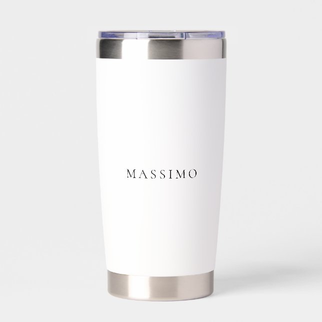 Own Name Decorative Chic Plain Simple Black White Insulated Tumbler (Front)