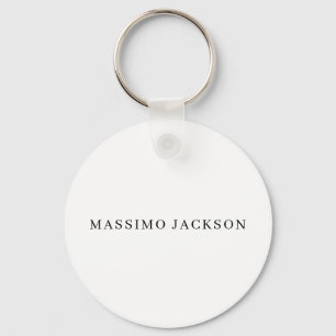 Own Name Decorative Chic Plain Simple Black White Keychain