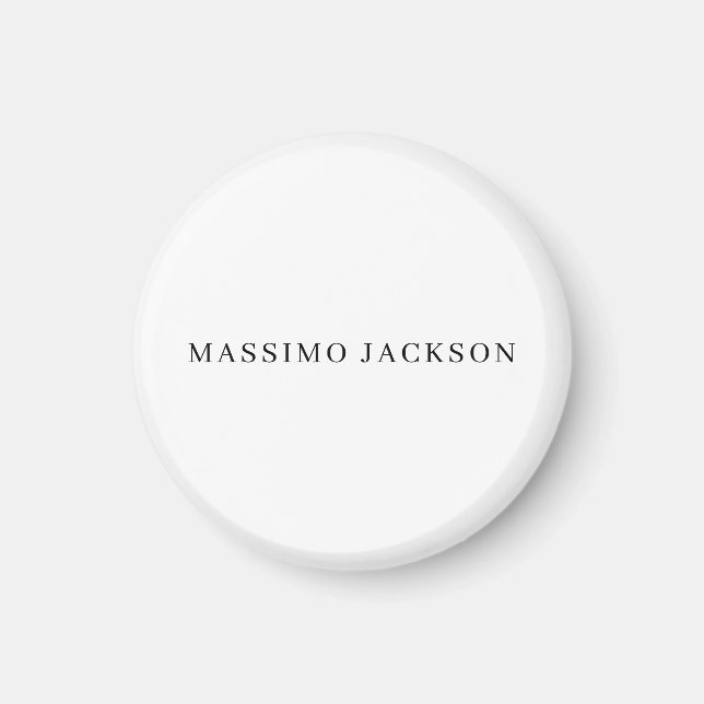 Own Name Decorative Chic Plain Simple Black White Magnet (Front)