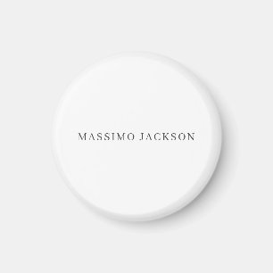 Own Name Decorative Chic Plain Simple Black White Magnet