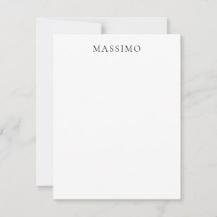 Own Name Decorative Chic Plain Simple Black White Note Card