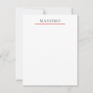 Own Name Decorative Chic Plain Simple Black White Note Card