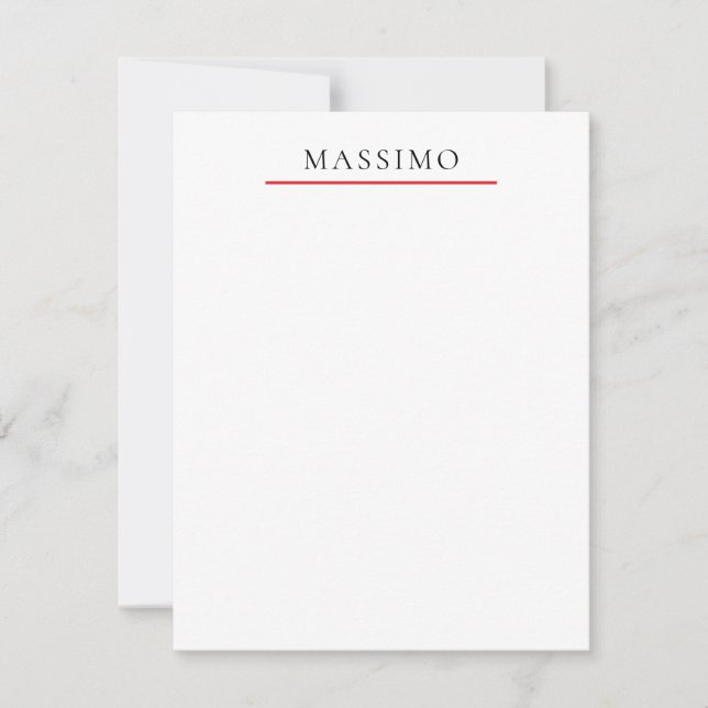 Own Name Decorative Chic Plain Simple Black White Note Card (Front)