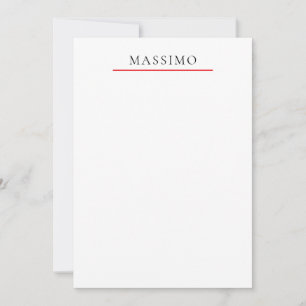 Own Name Decorative Chic Plain Simple Black White Note Card