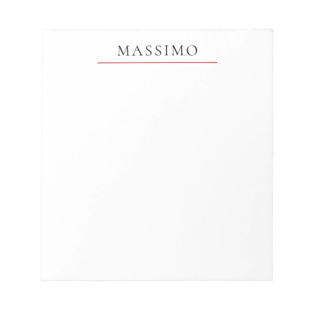 Own Name Decorative Chic Plain Simple Black White Notepad (Front)