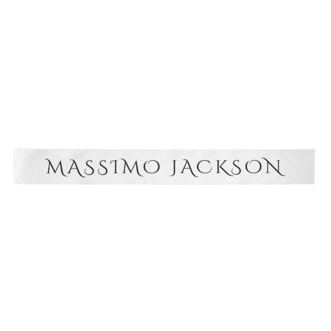 Own Name Decorative Chic Plain Simple Black White Satin Ribbon (Front)
