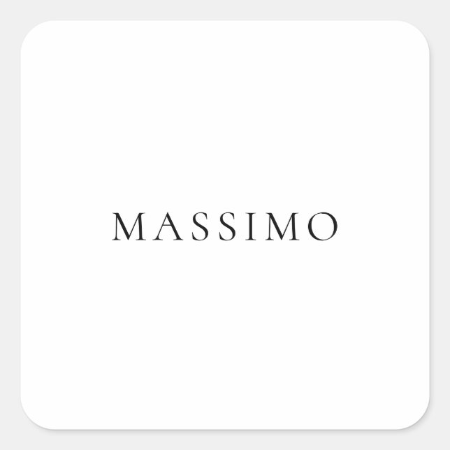 Own Name Decorative Chic Plain Simple Black White Square Sticker (Front)