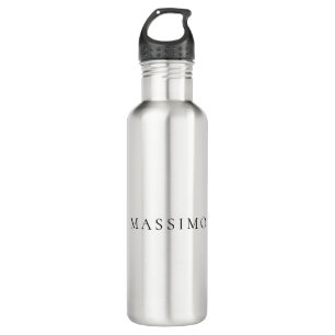 Own Name Decorative Chic Plain Simple Black White Stainless Steel Water Bottle